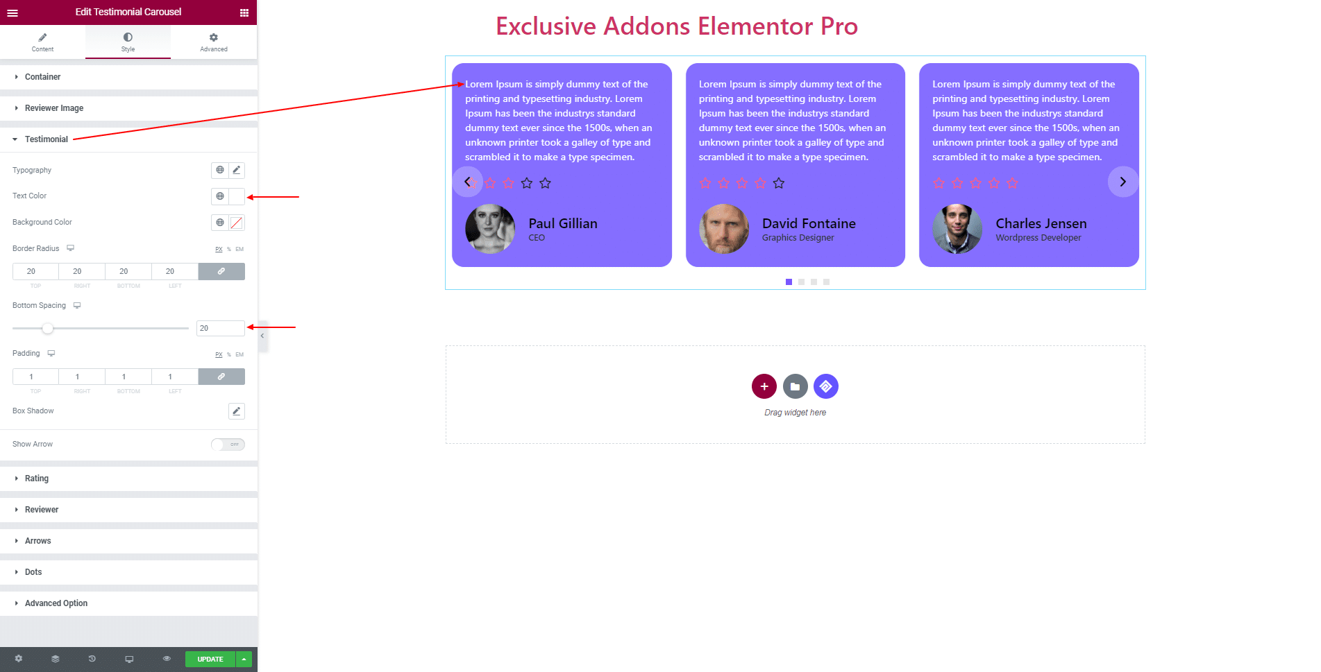 How to Configure & Style Testimonial Carousel Widget with Elementor