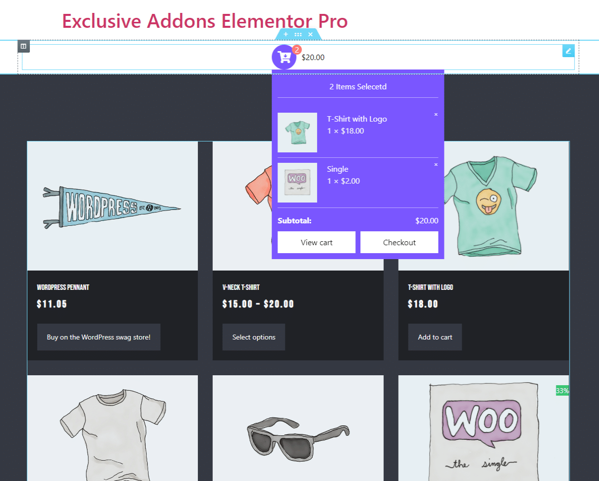 Woo - Mini Cart Widget Overview - PowerPack Addons for Elementor