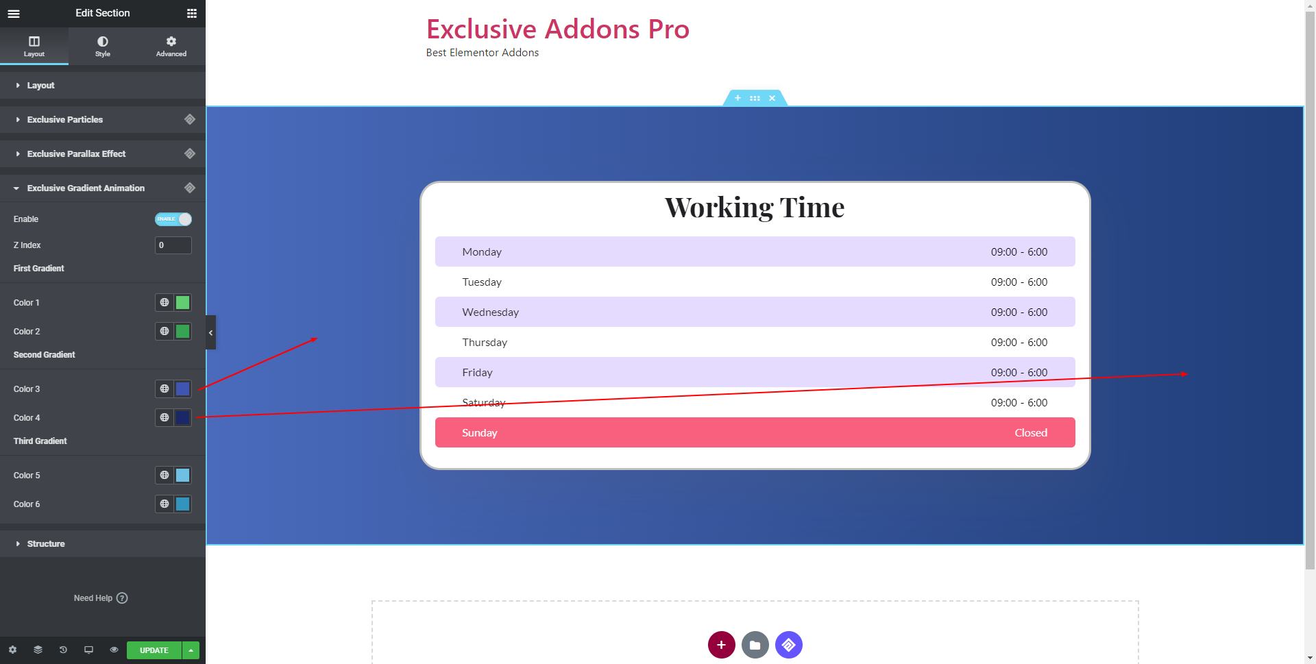 Gradient Animation là một trong những phần mở rộng tuyệt vời nhất của Elementor, cho phép bạn tùy chỉnh hiệu ứng gradient một cách chuyên nghiệp và độc đáo. Để tạo được những hiệu ứng này, bạn cần cấu hình và tùy biến phần mở rộng Gradient Animation một cách khéo léo. Hãy nhấp vào hình ảnh để biết thêm chi tiết.