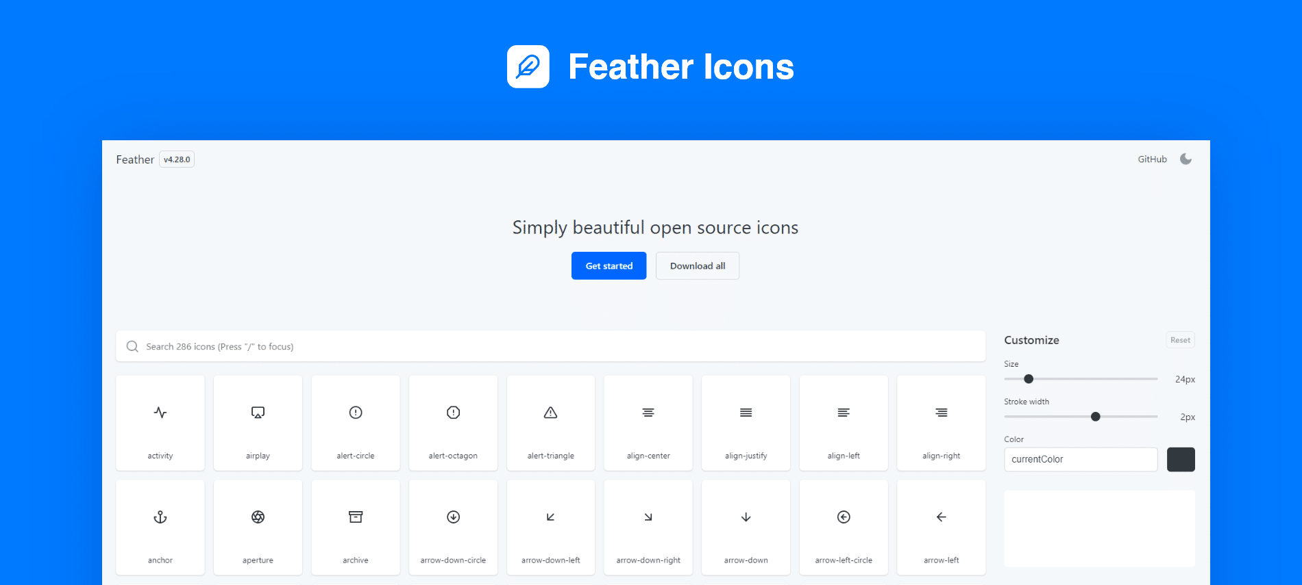 elementor Feather icons