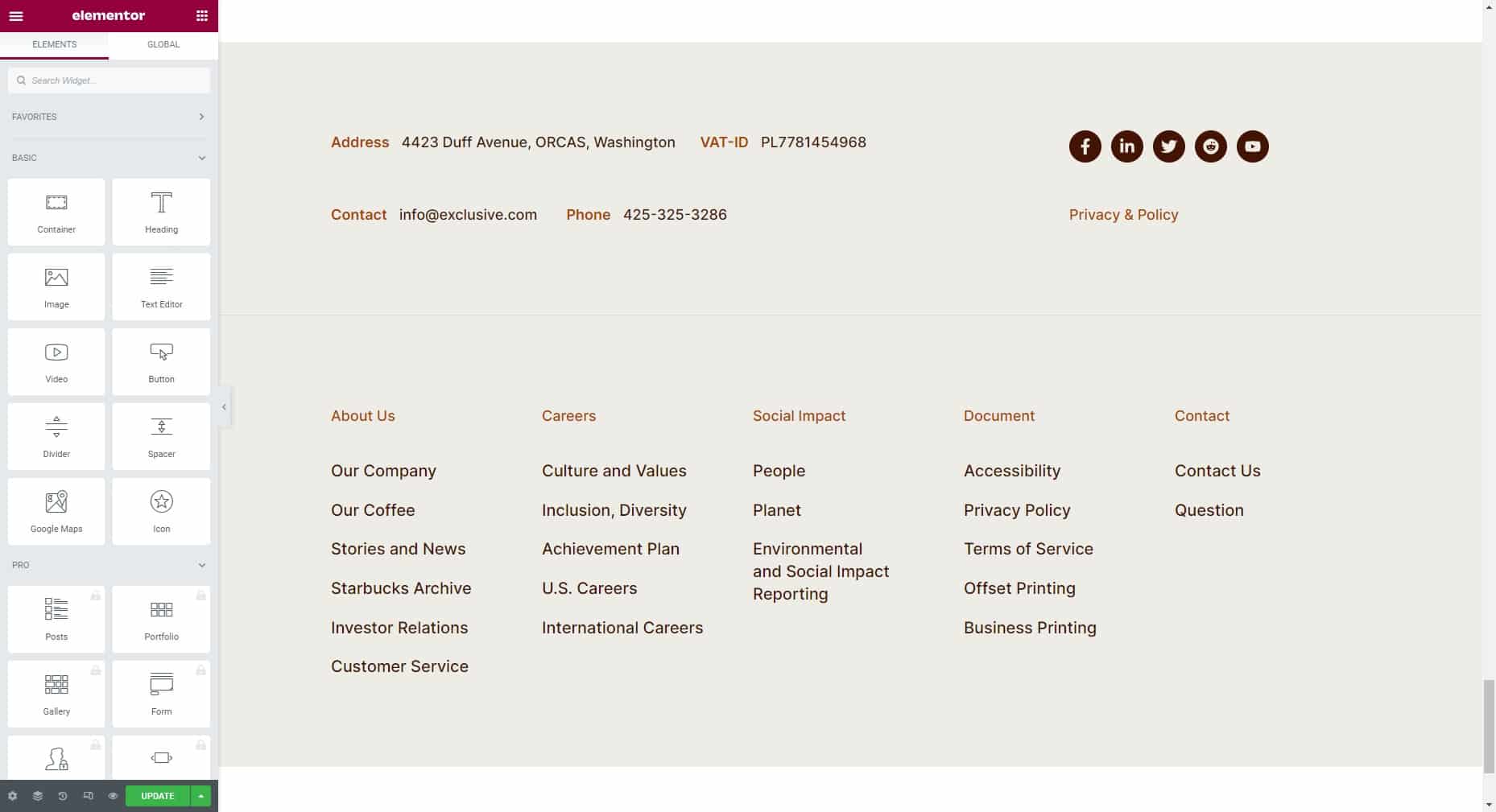 footer-coffee shop template
